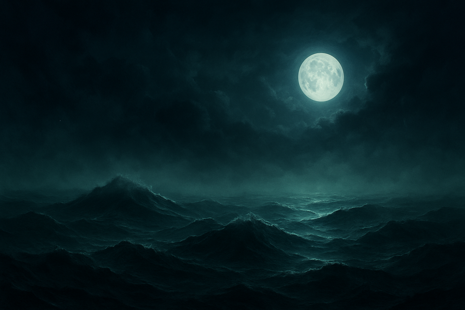 Dark misty sea